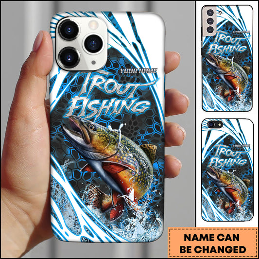 Maxcorners Trout Fishing Dynamic Splash Art Personalized Name 3D Phone Case