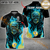 Maxcorners Billiard Skull Ball 9 Fire Flame Multicolor Options Personalized Name, Team Name 3D Polo Shirt