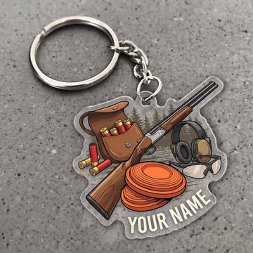 Maxcorners Clay Shooting Shotgun Shells Ear Protection And Clay Target Customized Name 3D Keychain And Ornament