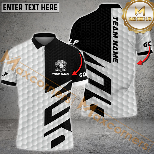 Maxcorners Classic Golf Jersey Multicolor Option Customized Name, Team Name 3D Polo Shirt
