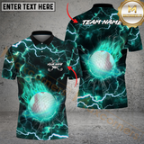 Maxcorners Golf Ball Thunder Pattern Multicolor Customized Name, Team Name 3D Shirts