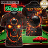 Maxcorners Billiard Apparel Flaming Skull Face Graphic Multicolor Customized Name 3D Shirt