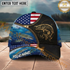 Maxcorners Fishing American Flag Leather Zipper Personalized Name 3D Cap (12 Fish Species)