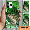 Maxcorners Fishing Green Honeycomb Splash Personalized Name Phone Case  (12 Fish Species)