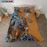 Maxcorners Custom Text Blue Wilderness Deer Hunting Mutilcolor Option Bedding Set 3D All Over Printed