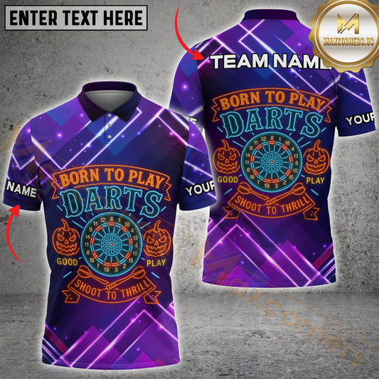 Maxcorners Born to Play Darts Personalized Name 3D Unisex Shirt