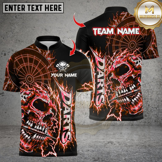 Maxcorner Thunder Skull Dartboard Design Multicolor Customized Name, Team Name 3D Shirts