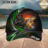 Maxcorners Fishing Skull Angler Green Wave Personalized 3D Cap