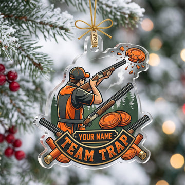 Maxcorners Clay Shooting Team Trap Shooter And Flying Clay Targets Customized Name 3D Keychain And Ornament