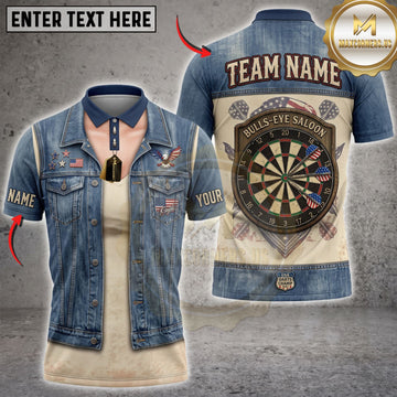 Maxcorners Darts Denim Vest Dartboard Personalized Name 3D Unisex Shirt