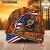 Maxcorners Dog Hunting And Duck Orange Woodland Camo American Flag Personalized Name 3D Cap