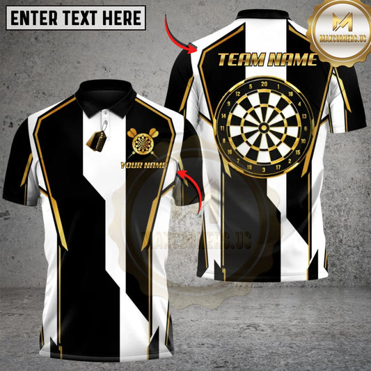 Maxcorners Elite Black & White Darts Customized Name, Team Name 3D Shirt