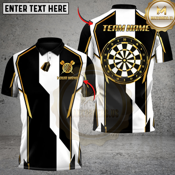 Maxcorners Elite Black & White Darts Customized Name, Team Name 3D Shirt