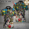 Maxcorners Bowling And Pins Funny Cute Husky Customized Name, Team Name 3D Shirt (4 Colors)