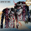Maxcorners Fishing American Flag Smoke & Red DNA Helix Firefighter Icons Personalized Name, Team Name 3D Long Sleeve Shirt (Large Mouth Bass, Walleye, Trout, Crappie, Catfish, Pike)