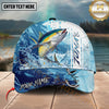 Maxcorners Fishing Blue Water Splash Hook Personalized 3D Classic Cap (12 Fish Species)
