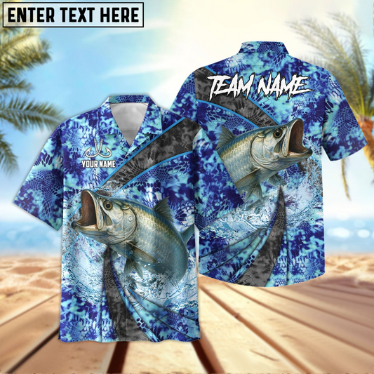 Maxcorners Tarpon Fishing Wave Rider Personalized Name, Team Name 3D Hawaiian Shirt