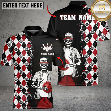 Maxcorners Argyle Bowling Pattern Personalized Name 3D Unisex Shirt