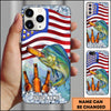 Maxcorners Fishing Phone Case American Flag Beer Bottles Fish Art Personalized Name 3D Phone Case (10 Fish Species)