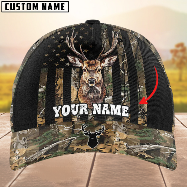 Maxcorners Deer Hunting Camouflage Pattern Personalized Name 3D Cap