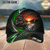 Maxcorners Fishing Skull Angler Green Wave Personalized 3D Cap