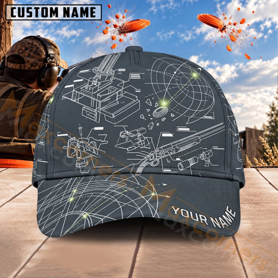 Maxcorners Trap & Skeet Shooting Blueprint Shooting Diagram Personalized Name 3D Cap
