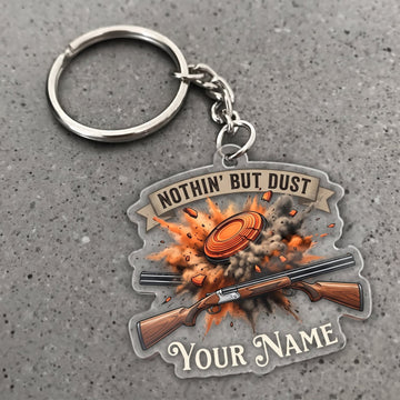 Maxcorners Clay Shooting Nothin But Dust Shotgun And Broken Target Customized Name 3D Keychain And Ornament