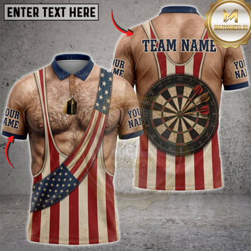 Maxcorners Darts American Flag Sash Rustic Dartboard Personalized Name 3D Unisex Shirt