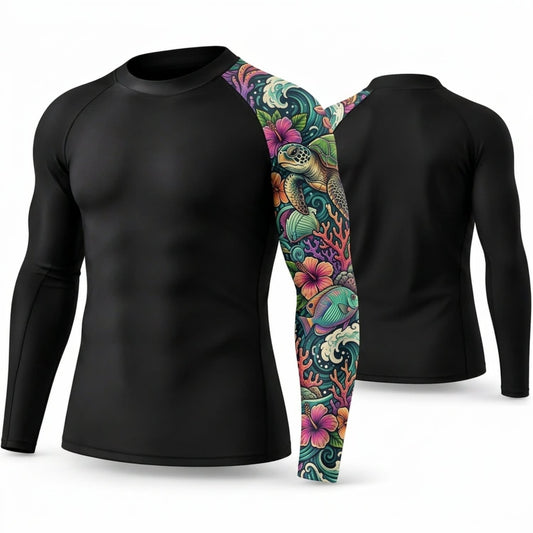 Maxcorners Personalized Vintage Tattoo Black Shirt with Pastel Ornamental Single Sleeve 3D All Over Printed Shirts, Best Gifts for Tattoo Lovers