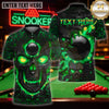 Maxcorners Billiard Apparel Flaming Skull Face Graphic Multicolor Customized Name 3D Shirt