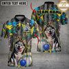 Maxcorners Bowling And Pins Funny Cute Husky Customized Name, Team Name 3D Shirt (4 Colors)