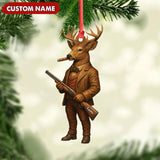Maxcorners Personalized Acrylic Deer Hunter Christmas Ornament - Custom Name Rustic Hunting Lodge Decor LM0110