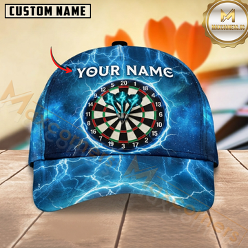 Maxcorners Darts Bullseye Dartboard Blue Lightning Galaxy Personalized Name 3D Cap