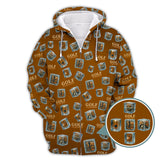 Maxcorners Funny Golf And Bourbon Polos, Brown Golf Shirt with Whiskey Ice Cube For Men, Pattern Crazy Golf Shirts For Golfers