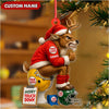 Maxcorners Personalized Football Christmas Ornament, Custom Reindeer Santa Touchdown Decoration, Funny Custom Name Team Logo Gift MT2411