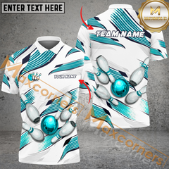 Maxcorners Ribbon Bay Bowling Jersey Multicolor Option Customized Name, Team Name 3D Polo Shirt