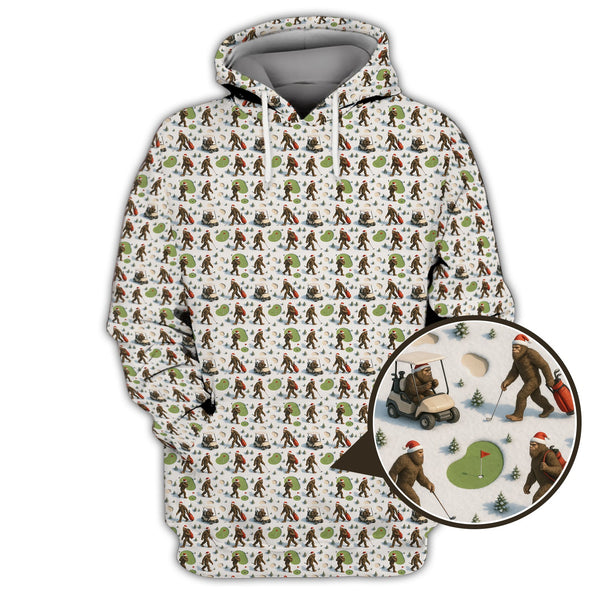 Maxcorners Pattern Golf Shirt For Men, Funny Christmas Golf Shirt, Bigfoot Golf Shirt