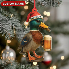 Maxcorners Personalized Mallard Duck Christmas Acrylic Ornament Custom Name Holiday Decor for Hunters & Nature Lovers LM0110