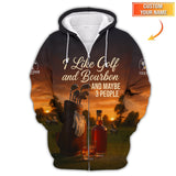 Maxcorners Custom Golf Polo Shirt, Bourbon Lover Golf Tee Sunset Style, Funny Golf Gift for Men