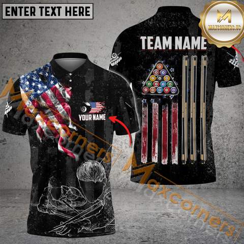 Maxcorners Ball 8 Pro American Style Billiard Jersey Personalized Name, Team Name 3D Shirt