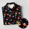 Maxcorners Electric Guitar Pattern Black Golf Shirt, Women’s Golf Polo, Golf Shirts For Women, Printed Golf Shirt LM1507