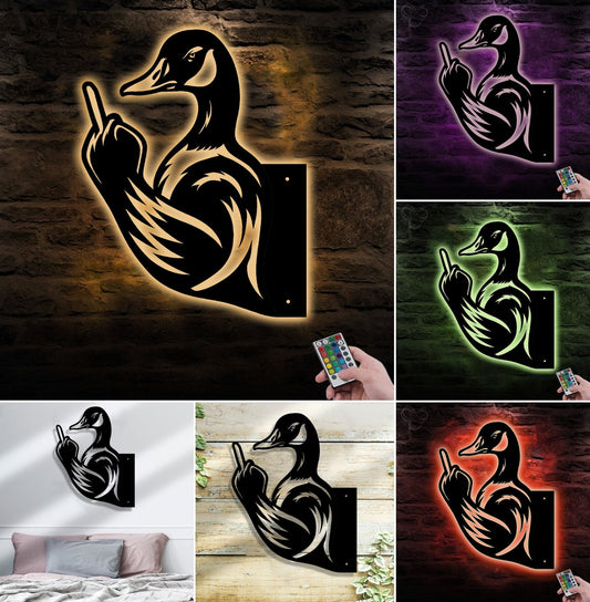 Maxcorners Funny Duck Hunting Metal Sign WITH LED/WITHOUT LED - Humorous Yard Art, Prank Outdoor Decor for Hunters & Wildlife Enthusiasts LM0110