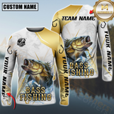 Maxcorners Bass Fishing Lightweight Performance Shirt For Anglers Personalized Name, Team Name 3D Long Sleeve Shirt