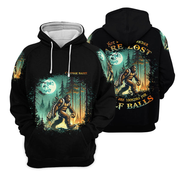 Maxcorners Not All Who Wander Are Lost Custom Bigfoot Men's Golf Polo Shirt, Funny Golf Shirt, Dad Golf Gift