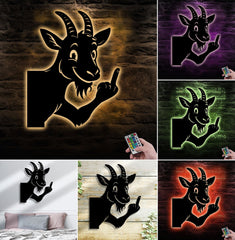 Maxcorners Funny Goat Metal Sign WITH LED/WITHOUT LED - Hilarious Farm Yard Decor, Rustic Prank Gift for Ranch, Barn & Outdoor Spaces LM0110