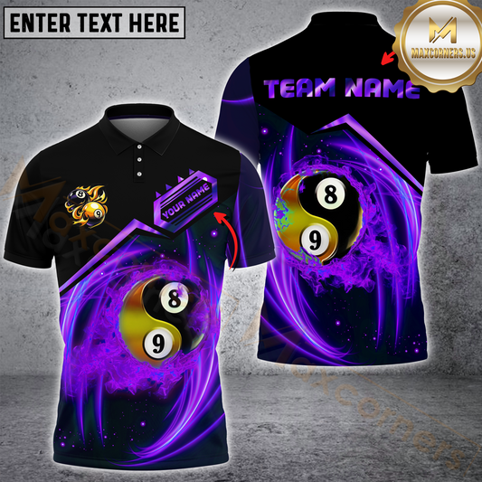 Maxcorners Billiard Cosmic Yin And Yang Ball89 Battle Multicolor Customized Name, Team Name 3D Shirt