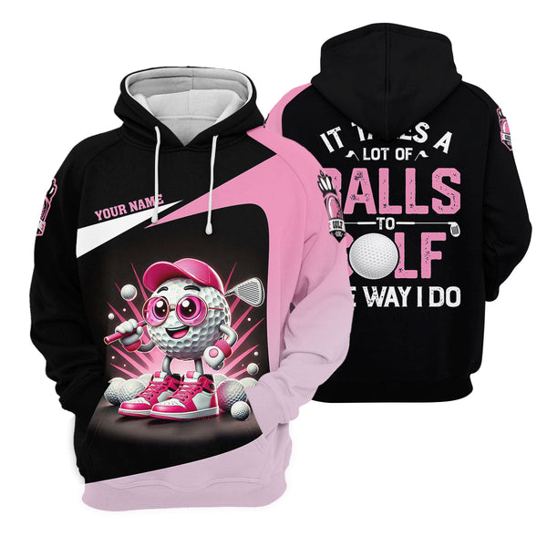 Maxcorners It Takes A Lot of Balls To Golf The Way I Do Custom Womens Golf Polo Shirt, Womens Golf Gifts