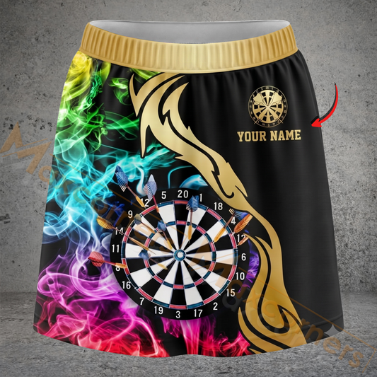 Maxcorners Darts Colorful Smoke Golden Tribal Dragon Dartboard Personalized 3D Skirts With Shorts