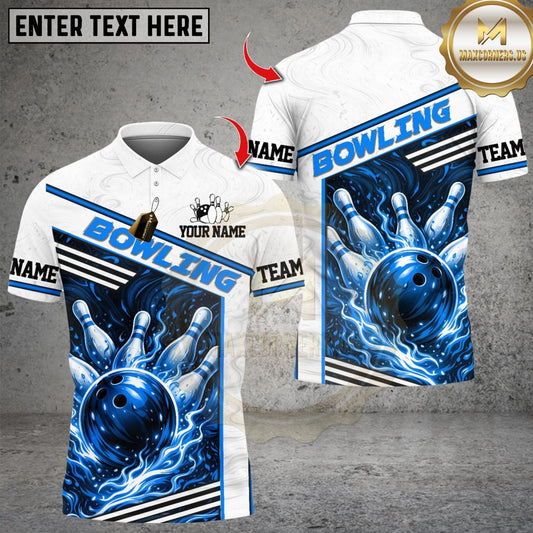 Maxcorners Flaming Bowling Tournament Multicolor Customized Name, Team Name 3D Shirts