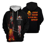 Maxcorners Custom Flaming Skeleton Men's Golf Polo Shirt, Mens Golf Gift, Funny Golf Shirt